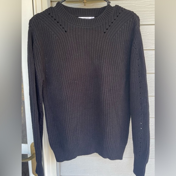 Mango Knit Black Crew Neck Sweater Size Small - Picture 6 of 9